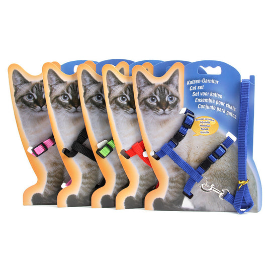 Adjustable Nylon Pet Harness with Leash – Comfortable Chest Strap for Dogs & Cats