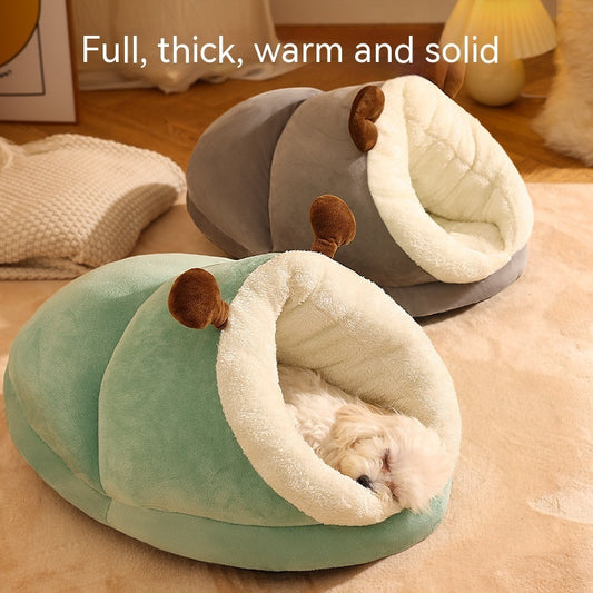 Thick Warm Slippers Pet Nest – Cozy Crystal Velvet Bed for Small Dogs