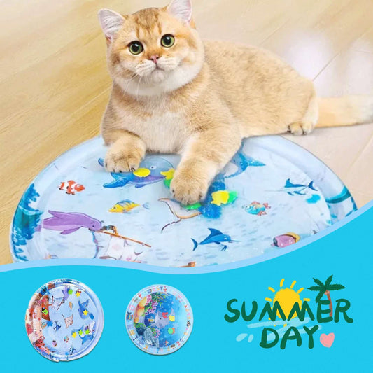 Inflatable Cat Water Playmat Bed – Cooling PVC Ice Pad with Fun Designs