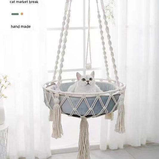 Handmade Cotton Cat Hammock – Hanging Bed with Optional Cushion